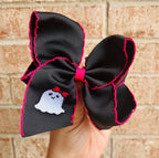 Boo-tiful Ghost Embroidered Bow