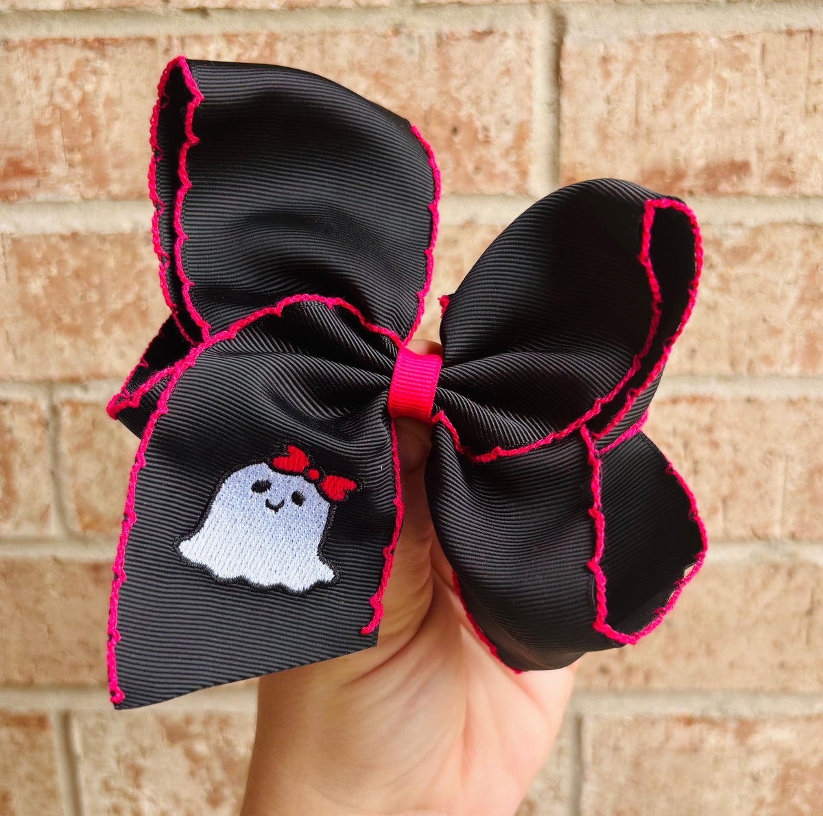 Boo-tiful Ghost Embroidered Bow