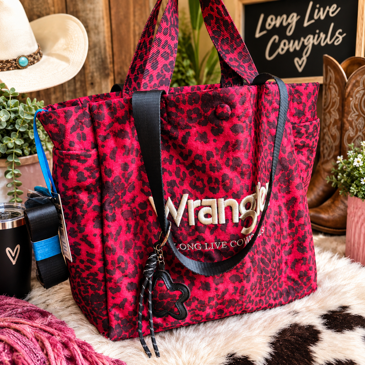 🐆 Pink Leopard Print Wrangler Tote Bag