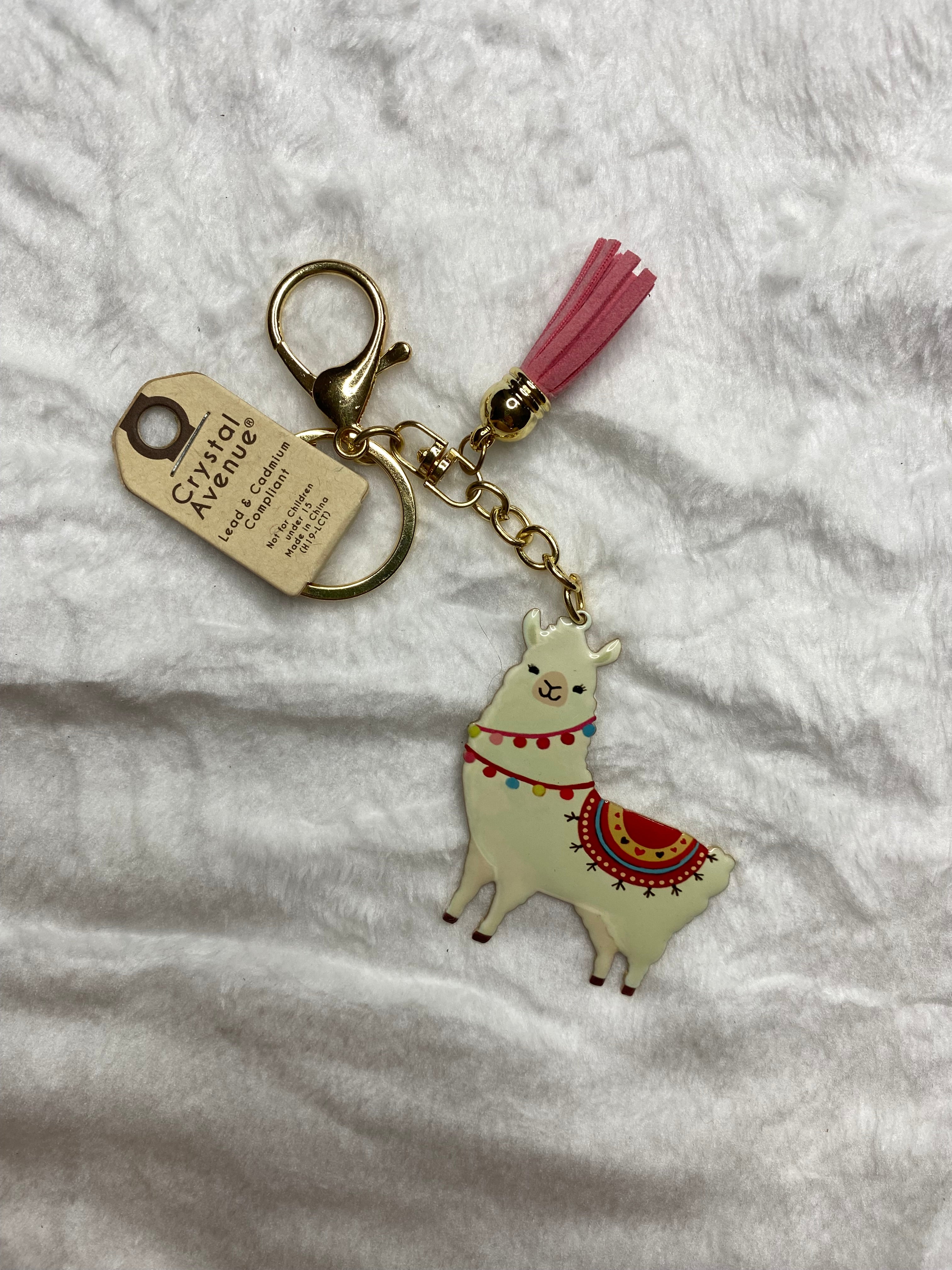 Pink llama keychain