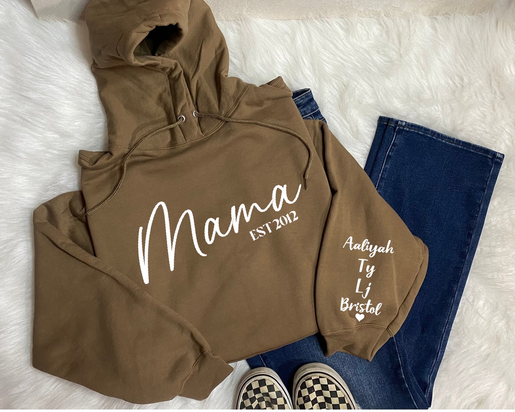 CUSTOM NAME HOODIE BROWN
