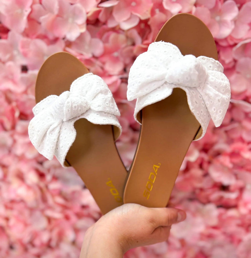 White bow sandals