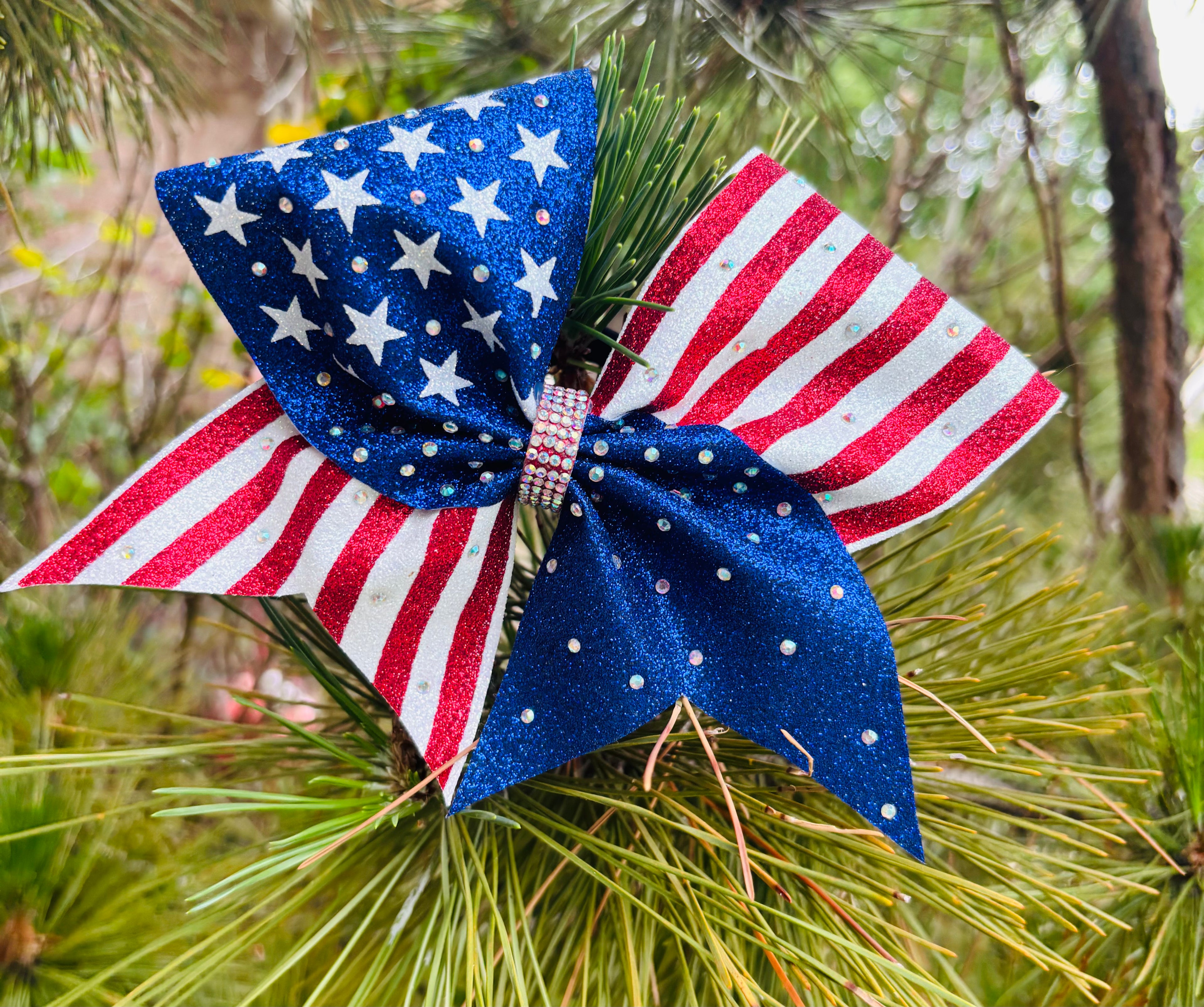 Red white & blue  cheer bow