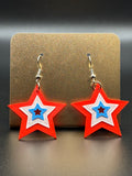 Red White and Blue Star Earrings